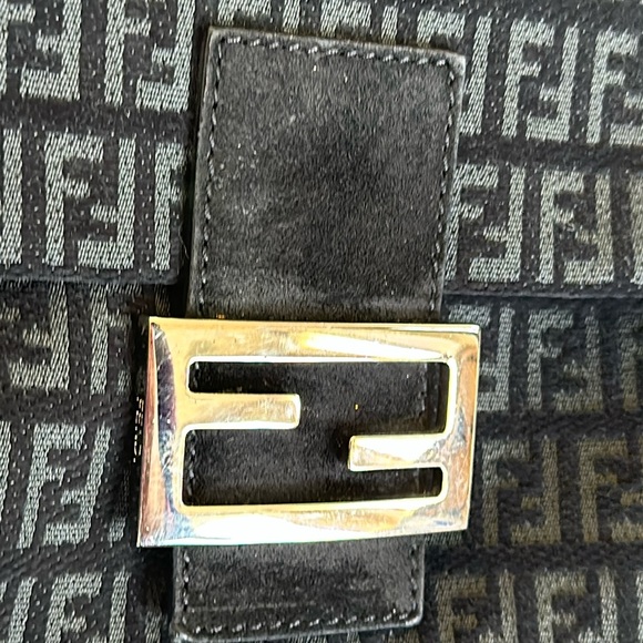Fendi Monogram Black Suede Shoulder Bag - Picture 5 of 12